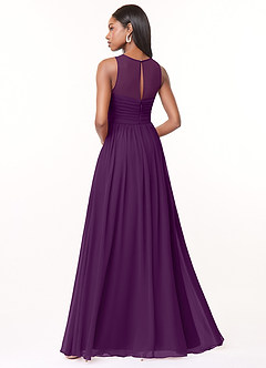 Azazie Nina Brautjungfernkleider A-Linie Plissee Chiffon Kleid Traube image2