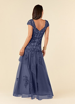 Azazie Romy Mother of the Bride Dresses Stormy Mermaid V-Neck Sequins Tulle Dress image3
