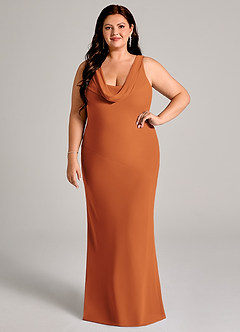 Azazie Rylina Bridesmaid Dresses Cinnamon Mermaid Pleated Chiffon Dress image7