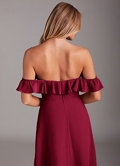 Azazie Lyra Bridesmaid Dresses Burgundy A-Line Chiffon Convertible Dress image15