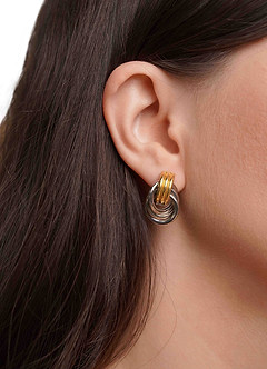 front Mixed Metal Interlocking Hoops