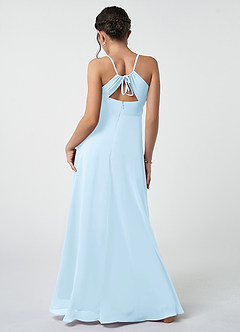 Azazie Avelina Junior Sky Blue A-Line Pleated Chiffon Dress image3