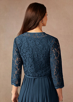 Azazie Ainsling Mother of the Bride Dresses Dark Navy A-Line Square Neckline Lace Chiffon Dress image16