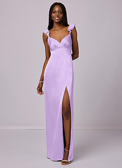 Barbie ♥ Azazie Robes de demoiselle d'honneur Robe Fourreau en Satin extensible Lilas image4