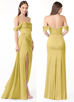 Azazie Amyra Bridesmaid Dresses Canary Mermaid Off the Shoulder Stretch Satin Convertible Dress image8
