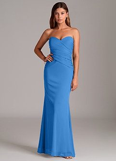 Azazie Katelyn Bridesmaid Dresses Blue Jay Sheath Strapless Mesh Convertible Dress image5
