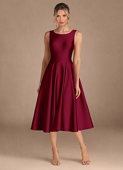 Azazie Fulton Mère de la mariée Robes Robe Trapèze en Satin extensible Plissée Bourgogne image5