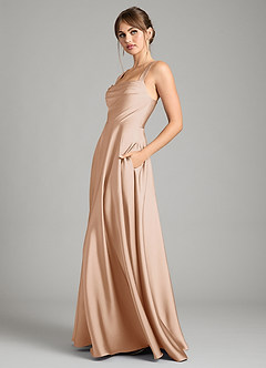 Azazie Shaude Bridesmaid Dresses English Rose A-Line Pleated Stretch Satin Dress image4
