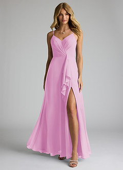 Azazie Akita Abiti da Damigella Abito A-Line in Chiffon Rosa Confetto image3