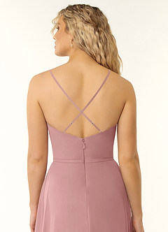 Azazie Naeem Bridesmaid Dresses Dusty Rose A-Line V-Neck Ruffle Chiffon Dress image5