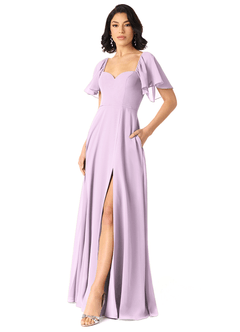 Azazie Chloe At-home Try On Dresses Terracotta A-Line Sweetheart Neckline Chiffon Dress image5