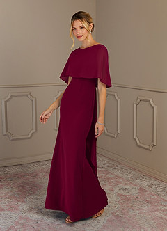 Azazie Dion Mother of the Bride Dresses Burgundy Sheath Scoop Stretch Crepe Dress image4