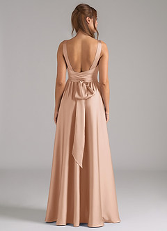 Azazie Kora Bridesmaid Dresses English Rose A-Line Pleated Stretch Satin Dress image5