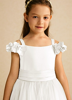 Azazie Jujube Flower Girl Dresses Ivory A-Line Beaded Tulle Dress image4