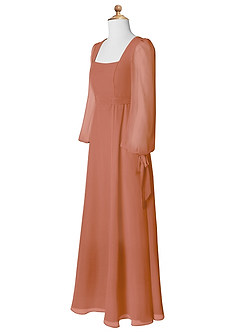 Azazie Leonia Junior A-Linie mit Taschen Chiffon Kleid Mai Tai image9
