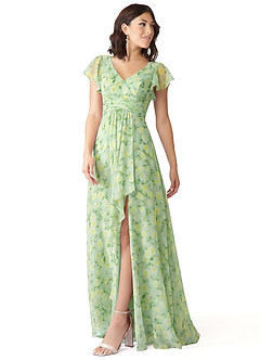 Azazie Omari Vestidos de madrinha de casamento Vestido Sálvia Floral Sonhadora de Chiffon de Linha A image4