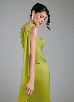 Azazie River Robes de demoiselle d'honneur Robe Fourreau Convertible en Satin extensible Corset Citronnelle image15