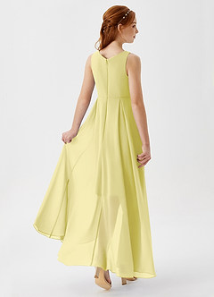 Azazie Lizette Junior Lemon Sorbet A-Line Pleated Chiffon Dress image2