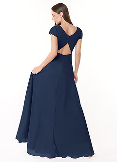 Azazie Hainsly Bridesmaid Dresses Dark Navy A-Line Sweetheart Neckline Chiffon Dress image4