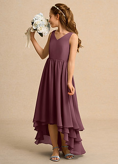 Azazie Kitten Girls Formal Flower Girl Dresses Sangria A-Line Chiffon Dress image5