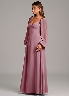Azazie Annistyn Bridesmaid Dresses Vintage Mauve A-Line Long Sleeve Chiffon Dress image6