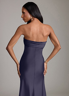 Azazie Saylor Vestidos de damas de honor Vestido de Tormenta de Satén Elástico de Corte Sirena con Sin tirantes image6