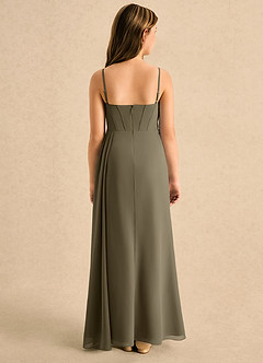 Azazie Moxie Girls Formal Abiti da Ragazza di Fiori Abito A-Line in Chiffon Pizzo Willow Green image2