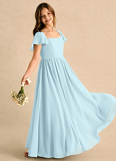 Azazie Patsy Girls Formal Jurken voor bloemenmeisjes A-lijn Jurk van Chiffon Sweetheart-halslijn Wolkenblauw image3