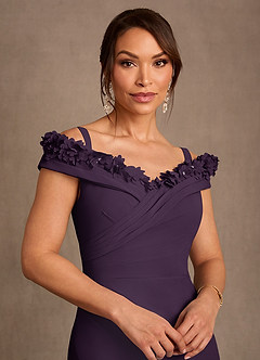 Azazie Jettie Abiti per la Madre della Sposa Abito Tubino in Chiffon Plissettato Prugna image4