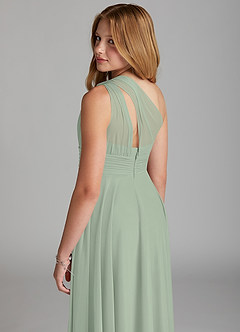 Azazie Charlize Junior Dusty Sage A-Line Mesh Dress image5