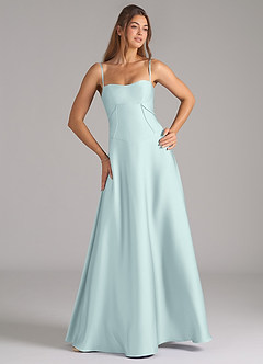 Azazie Valentine Bridesmaid Dresses Mist A-Line Corset Stretch Satin Dress image4