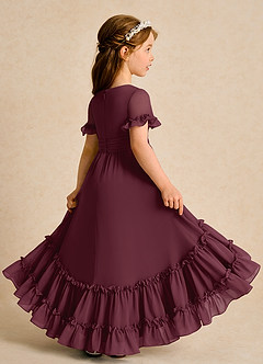 Azazie Kass Flower Girl Dresses Cabernet A-Line Pleated Chiffon Dress image6