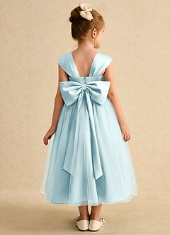 Azazie Chickadee Flower Girl Dresses Sea Glass Ball-Gown Sweetheart Neckline Matte Satin Dress image3