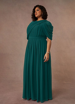 Azazie Olena Mother of the Bride Dresses Peacock A-Line Sequins Chiffon Dress image9