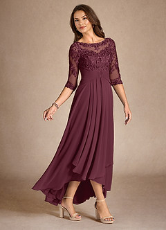 Azazie Marietta vestidos de madre de la novia Vestido de Cabernet de Encaje de Corte En A image2