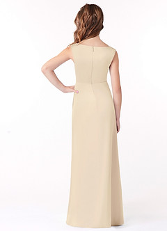 Azazie Sadia Junior Champagne A-Line Pleated Matte Satin Dress image3