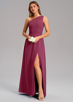 Azazie Phaedra Brautjungfernkleider A-Linie One-Shoulder Chiffon Kleid Maulbeerrot image12
