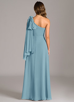 Azazie Tella Bridesmaid Dresses Moody Blue A-Line One Shoulder Chiffon Dress image7