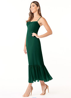 Azazie Justina Brautjungfernkleider A-Linie Herzausschnitt Chiffon Kleid Smaragd image3