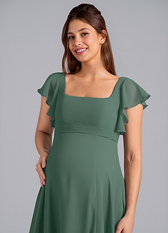 Azazie Bondi Maternity Bridesmaid Dresses A-Line Ruched Chiffon Floor-Length Dress image5