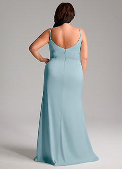 Azazie Deandra Bridesmaid Dresses Moody Blue Mermaid Pleated Stretch Satin Dress image8