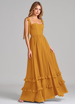 Azazie Anastacia Bridesmaid Dresses Butterscotch A-Line Sweetheart Neckline Chiffon Dress image4