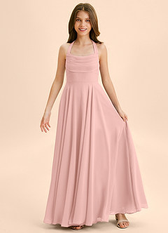 Azazie Kady Junior A-Linie Herzausschnitt Chiffon Kleid Rosettenrosa image3