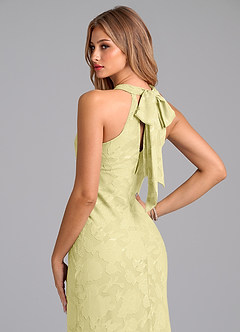 Azazie Doretta Bridesmaid Dresses Lemon Sorbet Mermaid Pleated Floral Burnout Dress image2