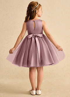 Azazie Prima Flower Girl Dresses Dusty Rose A-Line Bow Tulle Dress image2