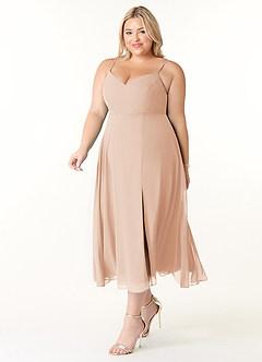 Azazie Clarissa Bridesmaid Dresses English Rose A-Line V-Neck Chiffon Dress image9