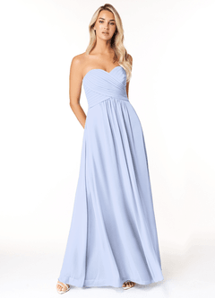 Azazie Yazmin Jurken voor bruidsmeisjes Converteerbaar Jurk van Chiffon met A-Lijn Sweetheart Halslijn Ijs image1