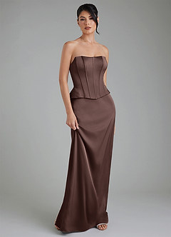 Azazie River Bridesmaid Dresses Ganache Sheath Corset Stretch Satin Convertible Dress image6