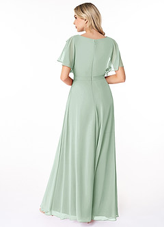 Azazie Aaliyah Modest Bridesmaid Dresses A-Line Scoop Pleated Chiffon Floor-Length Dress image2