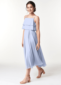 Azazie Ensley Junior Abito A-Line in Chiffon Plissettato Ghiaccio image3